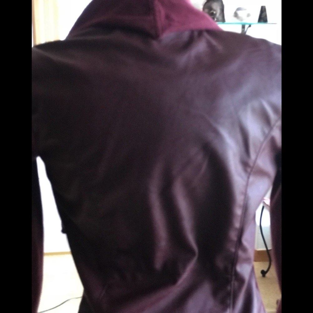Blank NYC Burgundy Drape Vegan Leather Jacket - Picture 4 of 5